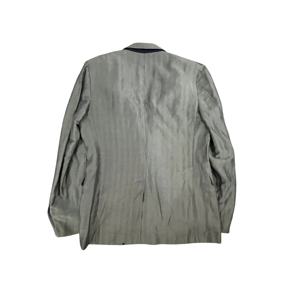 Salvatore Ferragamo Herringbone Linen Silk Blazer Sport Coat Italy 40 (50R) Gray